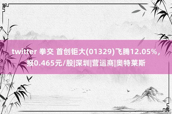 twitter 拳交 首创钜大(01329)飞腾12.05%，报0.465元/股|深圳|营运商|奥特莱斯