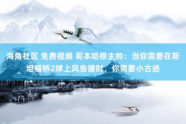 海角社区 免费视频 哥本哈根主帅：当你需要在斯坦福桥2球上风告捷时，你需要小古迹
